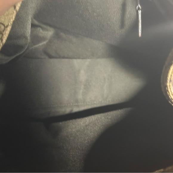 Gucci GG Monogram Canvas Tote Bag Brown Leather Trim Authentic Vintage Shopper - Picture 9 of 16